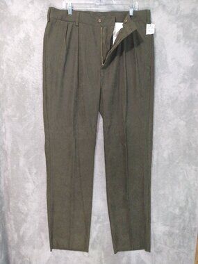 Orvis Dress Pants Mens 38 x 36 Green Watershed Buckskin Straight Leg Pleated